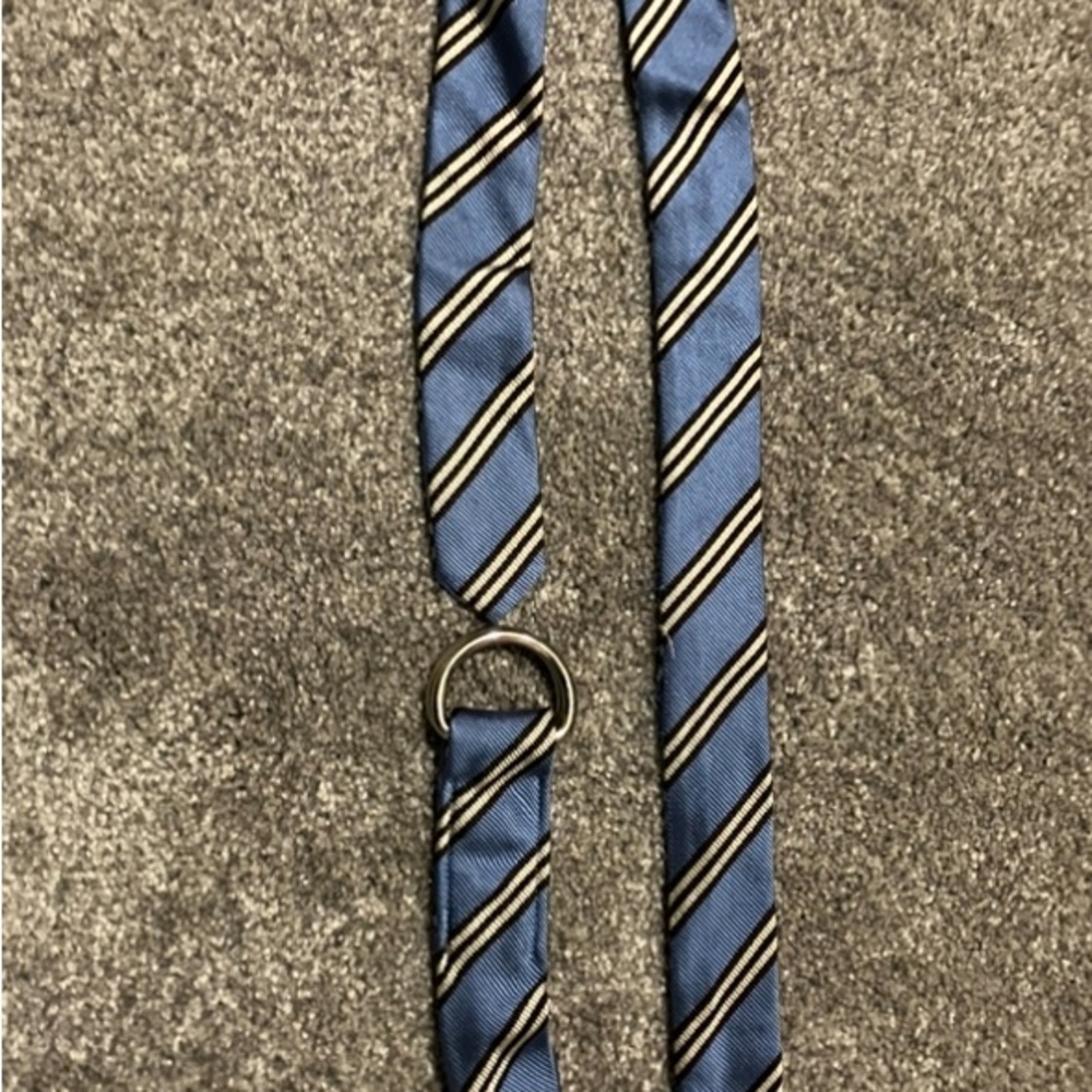 J. Crew NWOT Preppy Blue & White Striped D-Ring Ribbon Belt S/M preppy 90s Y2K